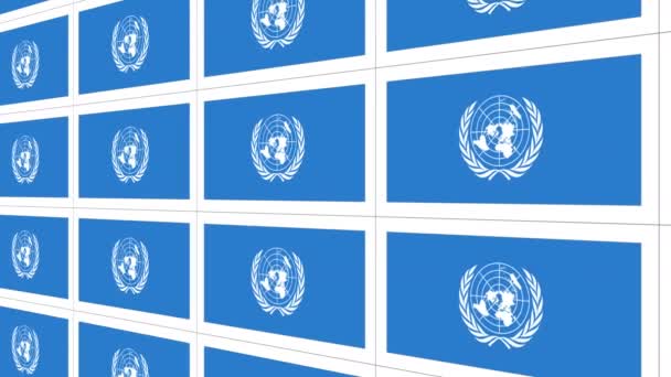 Cartões postais com bandeira das Nações Unidas em loop — Vídeo de Stock