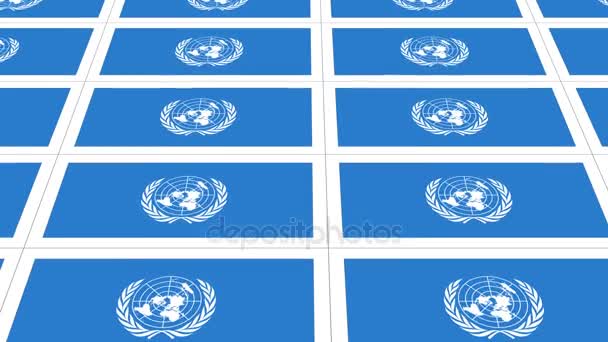 Cartes postales avec drapeau des Nations Unies en boucle — Video