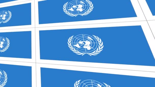 Postales con bandera de las Naciones Unidas — Vídeo de stock