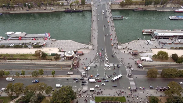 Paris Flygfoto över floden Seine och Jena bridge — Stockfoto