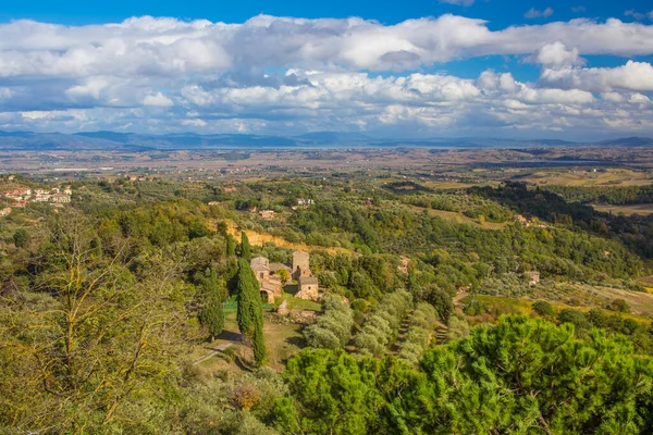 Paesaggio Autunnale Toscana Bella Vista Con Una Casa Nella Valle — Foto Stock