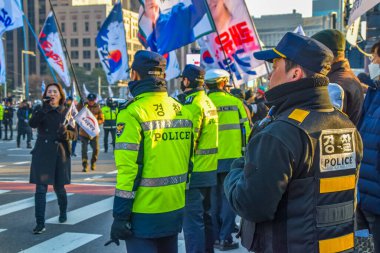 Seul, Güney Kore 1 / 11 / 2020 Gwanghwamun Plaza Güney Kore: 11 Ocak 'ta Seul' deki protestolar