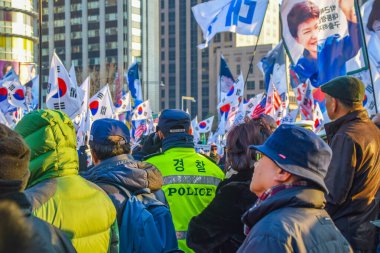 Seul, Güney Kore 1 / 11 / 2020 Gwanghwamun Plaza Güney Kore: 11 Ocak 'ta Seul' deki protestolar