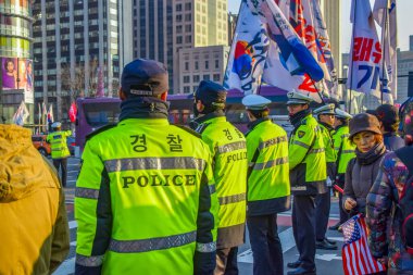Seul, Güney Kore 1 / 11 / 2020 Gwanghwamun Plaza Güney Kore: 11 Ocak 'ta Seul' deki protestolar