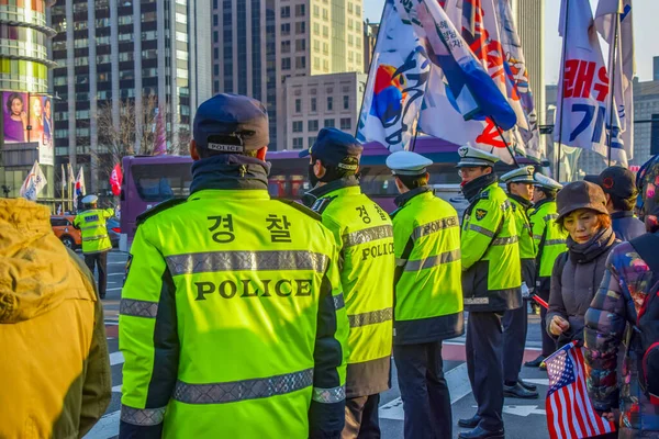 Seul, Güney Kore 1 / 11 / 2020 Gwanghwamun Plaza Güney Kore: 11 Ocak 'ta Seul' deki protestolar
