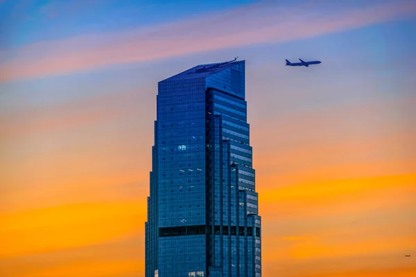 Západ Slunce Jasná Obloha Panorama Město Moderního Města Guangzhou — Stock fotografie