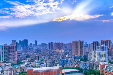 Guangzhou Şehri mimari manzara silüeti