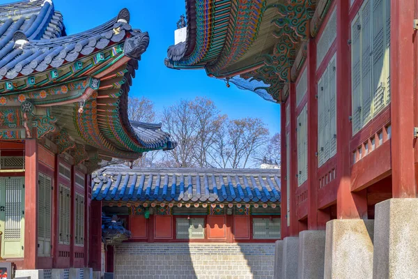 Seul Coreia Sul 2020 Close Telhado Palácio Gyeongbokgung — Fotografia de Stock