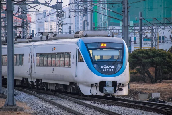 Seoul South Korea 2020 Korail Trains Stop Seoul Station South — стоковое фото