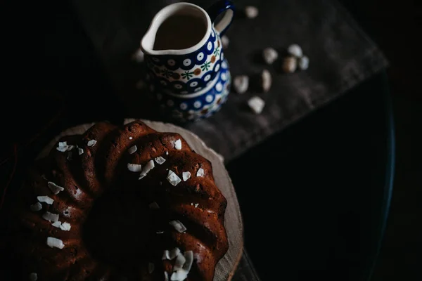 Kue Coklat Meja Atas Tampilan — Stok Foto