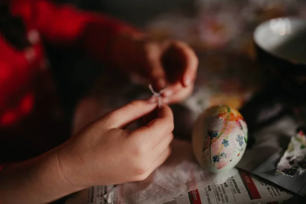 Hands Child Decorating Easter Egg Royalty Free Stock Images