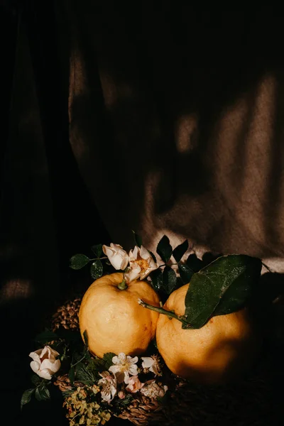 Lomon Dengan Bunga Putih Kursi Stok Foto