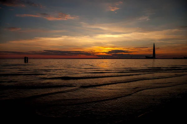 Atardecer Ciudad Amanecer Mar Sol Océano — Foto de Stock