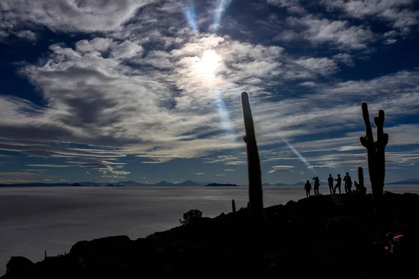 Bolivya Daki Uyuni Tuzlu Bataklığı Güzel Gün Batımları Günbatımları — Stok fotoğraf