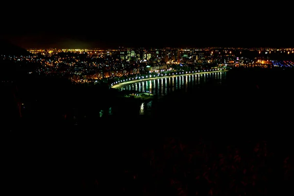 Νυχτερινή Θέα Της Πόλης Του Ρίο Ντε Τζανέιρο Από Βουνό — Φωτογραφία Αρχείου