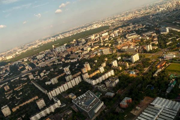 Bird\'s-eye view of Moscow. View from the viewing restaurant of the Ostankino TV tower.