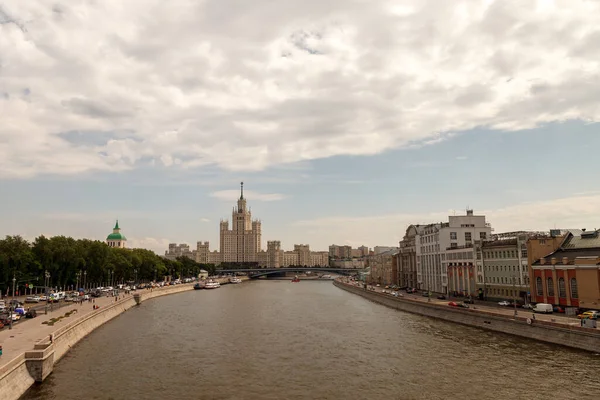 Vue Sur Remblai Rivière Moscou Hôtel Ukraine Moscou Vue Depuis — Photo