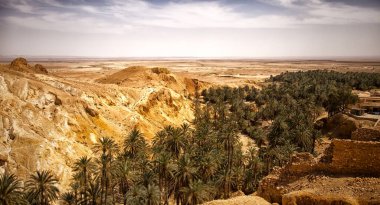 Dağ vahası Chebika, Sahra Çölü, Tunus, Afrika