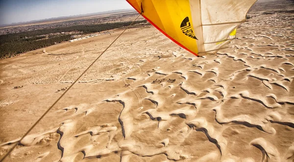 サハラ砂漠 アフリカの砂丘や木々の空中写真 — ストック写真