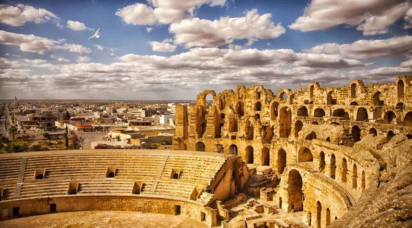 Las Impresionantes Ruinas Del Mayor Coliseo Del Norte África Enorme — Foto de Stock