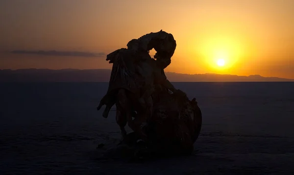 Lever Soleil Chott Jerid Grand Lac Salé Dans Sud Tunisie — Photo