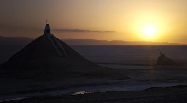 Lever Soleil Chott Jerid Grand Lac Salé Dans Sud Tunisie — Photo