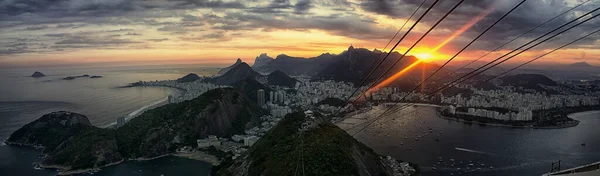 Rio Janeiro Panorámája Madártávlatból Rio Janeiro Naplementekor Gyönyörű Kilátás Sugarloaf — Stock Fotó