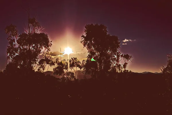 Hermosa Puesta Sol Las Montañas Del Centro Bolivia Una Altitud — Foto de Stock