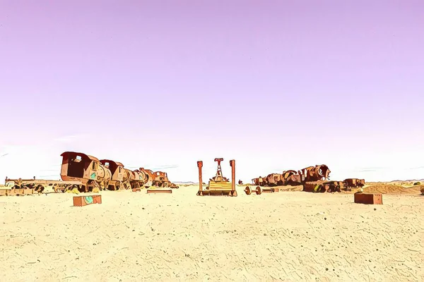 Oude Trein Treinbegraafplaats Cementerio Los Trenes Uyuni Bolivia — Stockfoto
