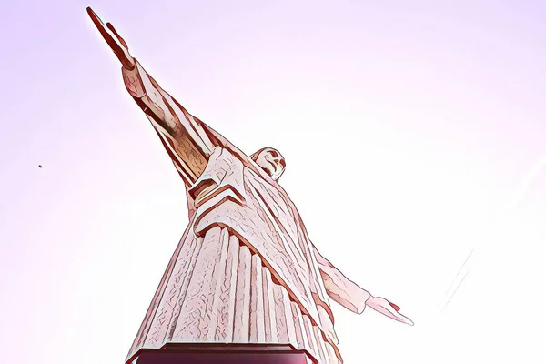 Illustration Statue Christ Rio Janeiro Brazil Beautiful View Sculpture Rays — Stock Photo, Image