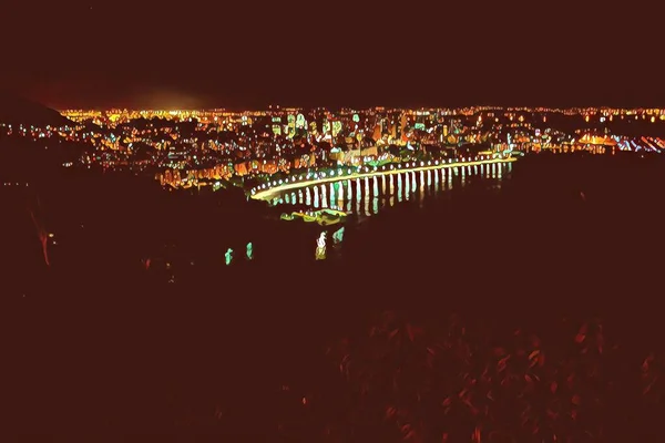 Εικονογράφηση Νυχτερινή Θέα Της Πόλης Του Ρίο Ντε Τζανέιρο Από — Φωτογραφία Αρχείου