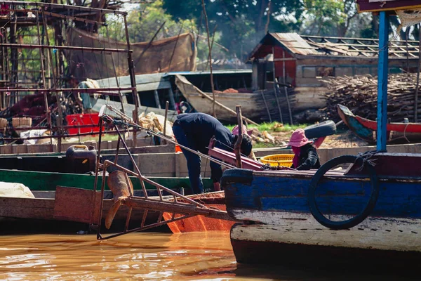 Tonle Sap Kambodscha Februar 2014 Das Dorf Kampong Phluk Während — Stockfoto