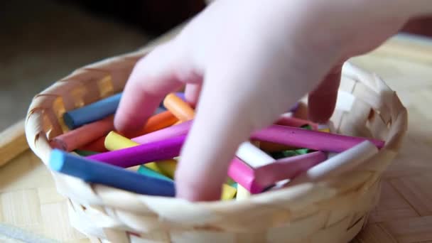 Lápices Colores Pasteles Para Dibujar Lienzo Crayones Para Artista — Vídeos de Stock