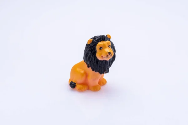 Brinquedo Leão Sorridente Isolado Frente Fundo Branco — Fotografia de Stock