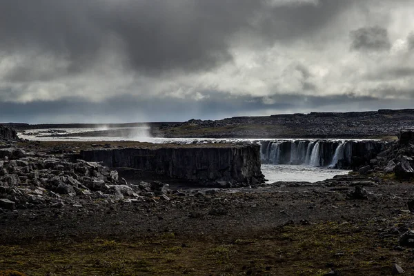 Vista General Selfoss Cascadas Norte Islandia Cielo Está Nublado Podemos — Foto de Stock