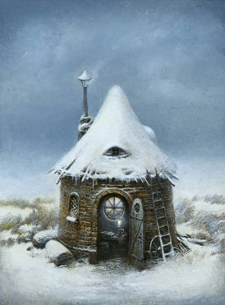 Dům Pohádek Zimě Akryl Papíře — Stock fotografie