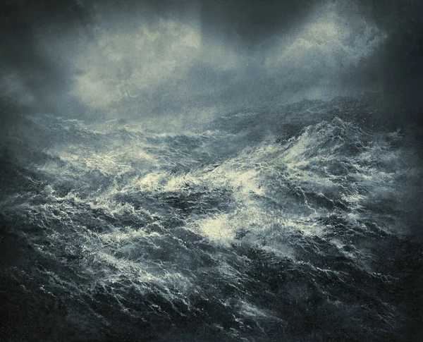 Stormy Seascape Acrílico Sobre Papel Ligeiramente Editado — Fotografia de Stock