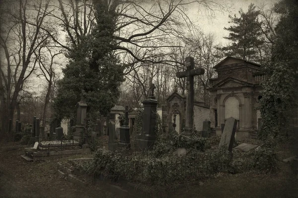 Vintage View Old Catholic Cemetery — Stock Photo, Image