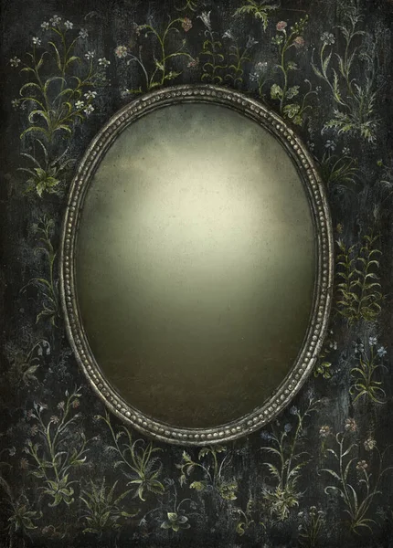 Espelho Vintage Acrílico Sobre Papel Foto Manipulação — Fotografia de Stock