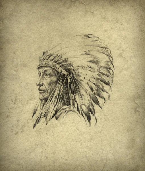 Chefe Índio Americano Segundo Plano — Fotografia de Stock