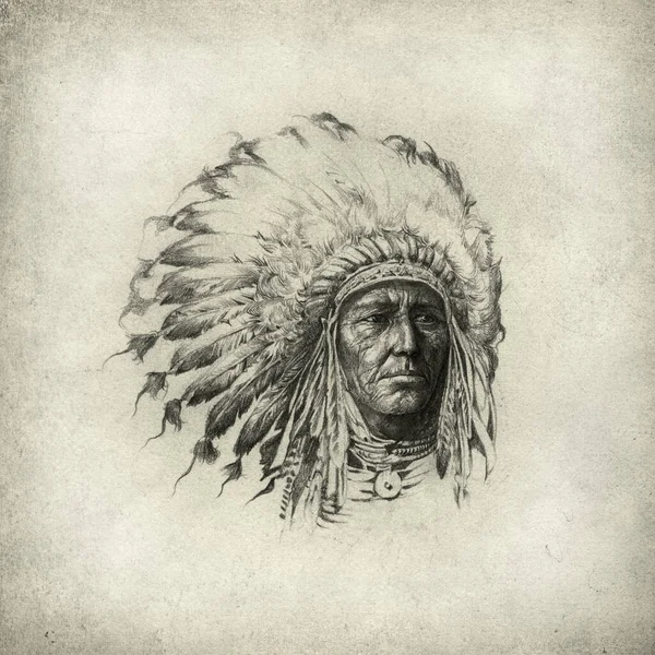 American Indian Chief Sur Fond — Photo