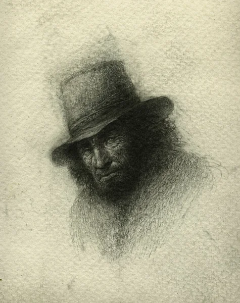 Portret Van Een Man Potlood Papier — Stockfoto