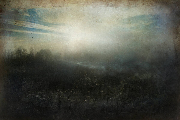 живописный вид мрачного гранж ландшафта
