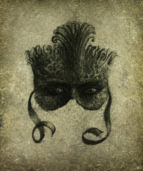 Artystyczny Rysunek Ołówka Surrealistycznej Maski Dekoracyjnej Lekko Edytowany — Zdjęcie stockowe