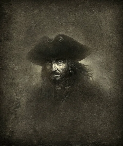 Портрет Пірата Xviii Століття Акрил Папері Редагування Стокова Картинка