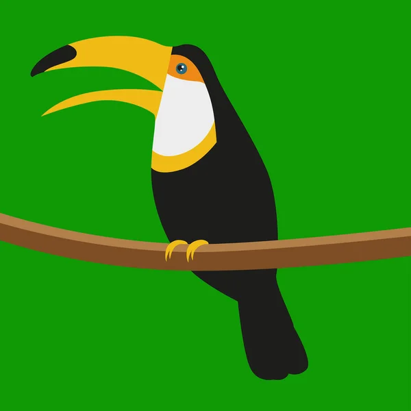 Toucan Avec Bec Jaune Sur Une Branche Tucan Sur Fond — Image vectorielle