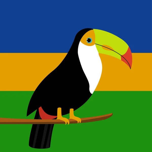 Tukan Ptak Głośny Ptak Ptak Wielkim Dziobem Tukan Kolorowym Dziobem — Wektor stockowy