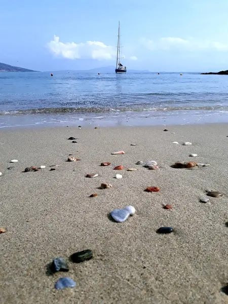 Hermosa Costa Pedregosa Naxos Atardecer — Foto de Stock