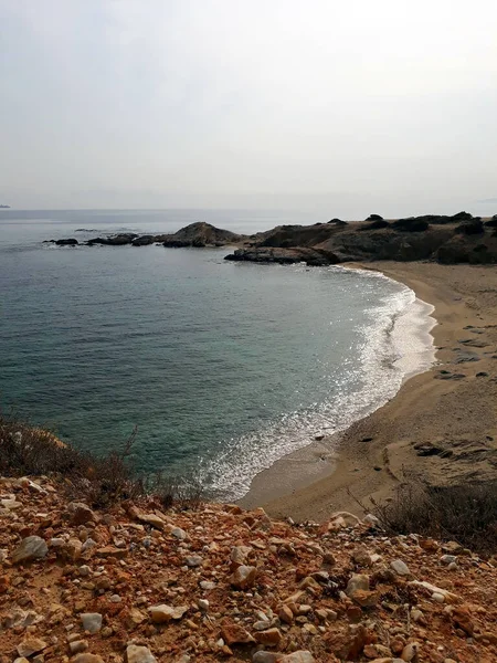 Bela Costa Pedregosa Naxos Pôr Sol — Fotografia de Stock