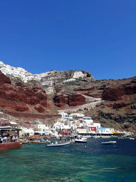 Vista Oia Con Pueblo Mar Grecia —  Fotos de Stock